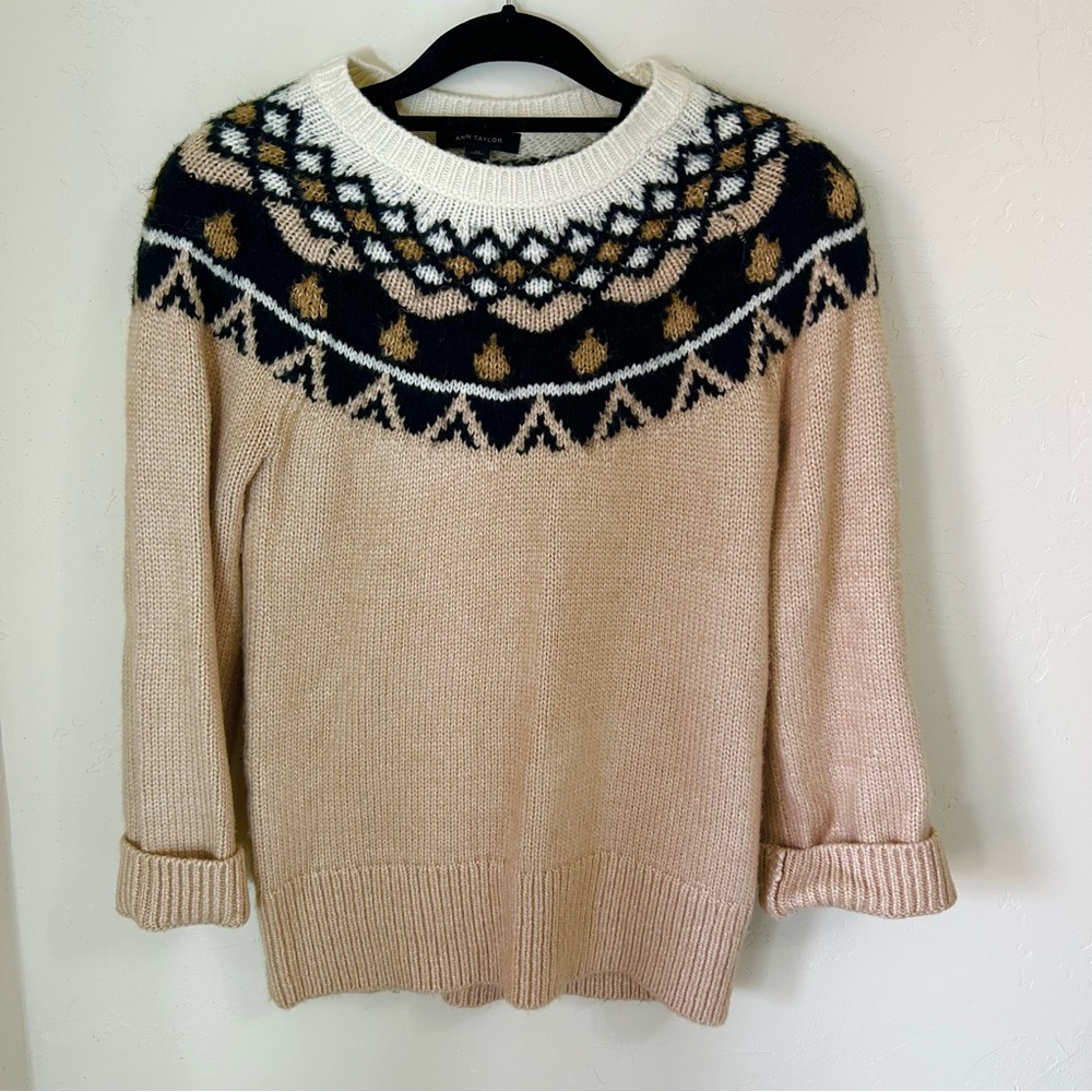 Ann Taylor thick and cozy FairIsle sweater alpaca blend size XS